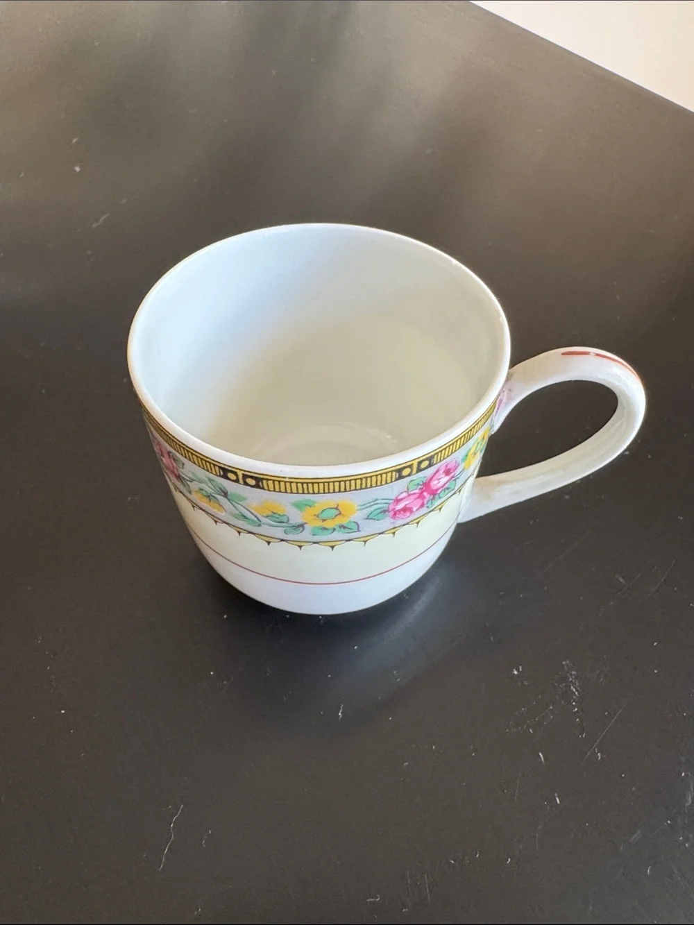 Vintage Limoges French White Floral Gold Trim Demitasse Cup and Saucer Set